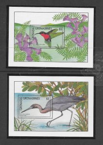 BIRDS - GRENADA GRENADINES #962-63 HUMMINGBIRD & BLUE HERON S/S MNH