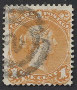 Canada #23a 1c Large Queen Deep orange Fine Used 2-Ring 2 Numeral Cancel