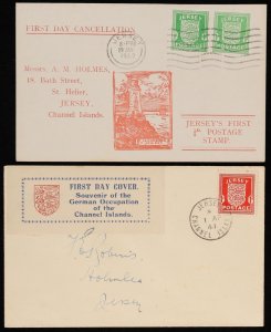 GREAT BRITAIN - JERSEY 1941-44 German Occup all 8 stamps on FDC.(7). 