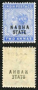 ICS NABHA SG20var 2a Ultramarine showing overprint offsets on the reverse