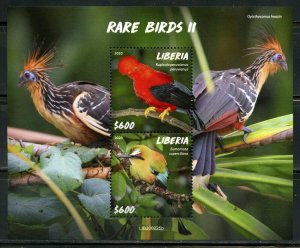 LIBERIA 2020  RARE BIRDS I/II SET OF TWO SOUVENIR SHEETS MINT NEVER HINGED