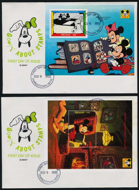 Nevis 740-9 on FDC's Disney, Cartoons, Goofy, Mickey