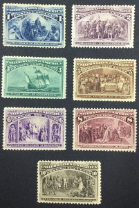 MOMEN: US STAMPS #230-232,234-237 MINT OG 6H/1NG(5c) LOT #76623