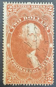 US Scott R87 - $2 Probated Of Will - First Issue Revenue (1862-1871)