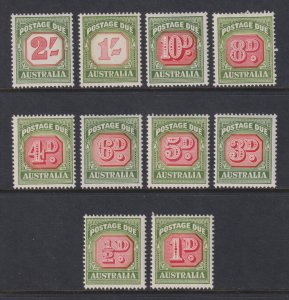 1946 - 1958 - 60 Australia postage due complete set MLH Sc# J86 / J95 CV $179.00