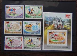 Upper Volta 1974 World Cup set and Miniature sheet VFU