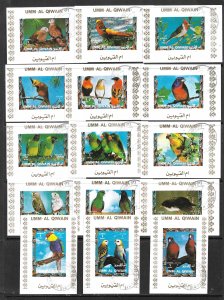 UMM AL QIWAIN 1972 PARROTS and BIRDS IMPERF Short Set 15  Mi.1242B-1257B CTO VFU
