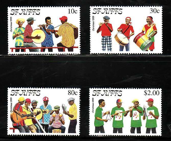 St. Kitts-Sc#465-8-Unused NH set-Music-Christmas-1999-