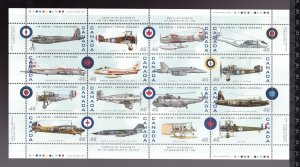 1999 Canada Sc #1808 sheet of 16 - History of Canadian Air Forces MNH Cv$25