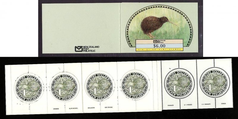 New Zealand-Sc#918a-Unused NH booklet-Birds-Kiwi-1988-