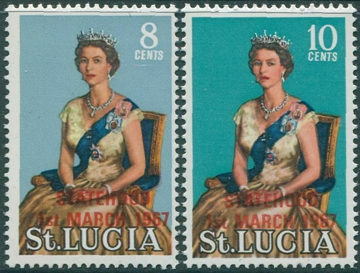 St Lucia 1967 SG232-233 Statehood QEII (2) MNH