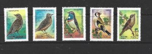 RUSSIA - 1995 SONGBIRDS - SCOTT 6264 TO 6268 - MNH