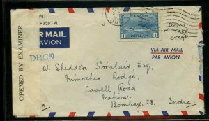 $1.00 Destroyer to India TRANSPACIFIC AIRMAIL 1/2OZ. CEN. War Issue cover Canada