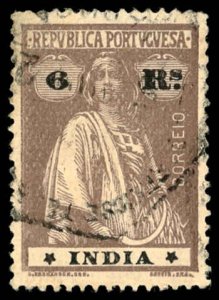 PORTUGUESE INDIA Sc 375G XF/USED - 1916 6r - Ceres Perf 15 x 14 Ordinary paper