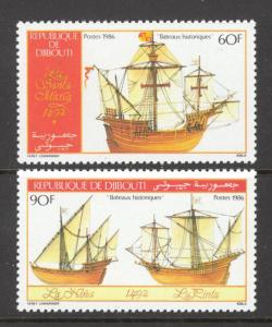 Djibouti Sc# 614-615 MNH 1986 Ships from Columbus's Fleet