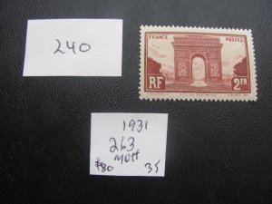 FRANCE 1931 MNH SC 263 VF/XF $80 (241) NEW COLLECTION.