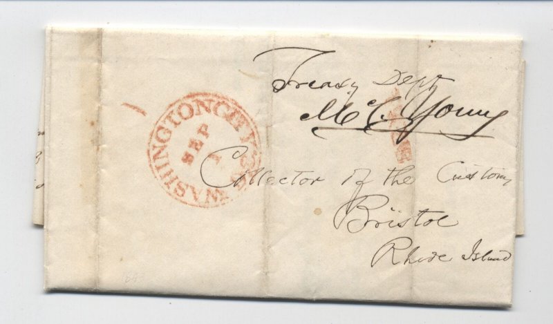 1843 Washington DC free frank M.C. Young treasury dept chief clerk [6994.7]
