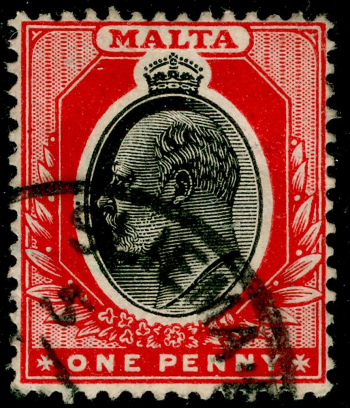 MALTA SG48, 1d black & red, FINE USED.