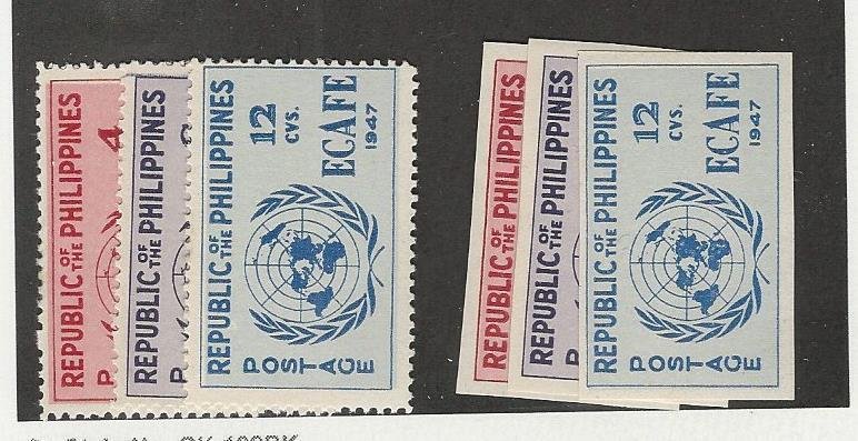 Philippines, Postage Stamp, #516-518, 516a-518a Perf & Imperf Mint LH, 1947