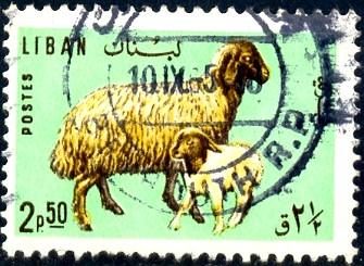 Lamb & Ewe, Lebanon stamp SC#442 Used