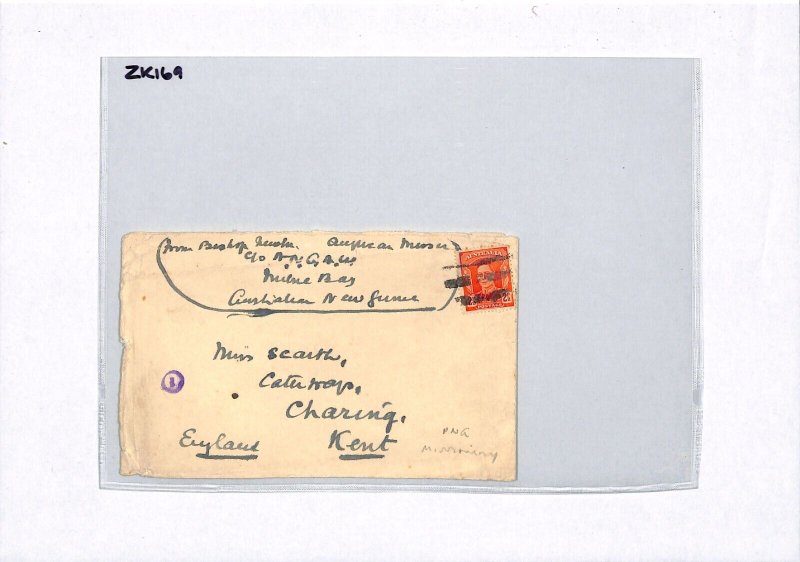 AUSTRALIA USED PAPUA NEW GUINEA Cover Naval Cancel ANGLICAN MISSIONARY ZK169