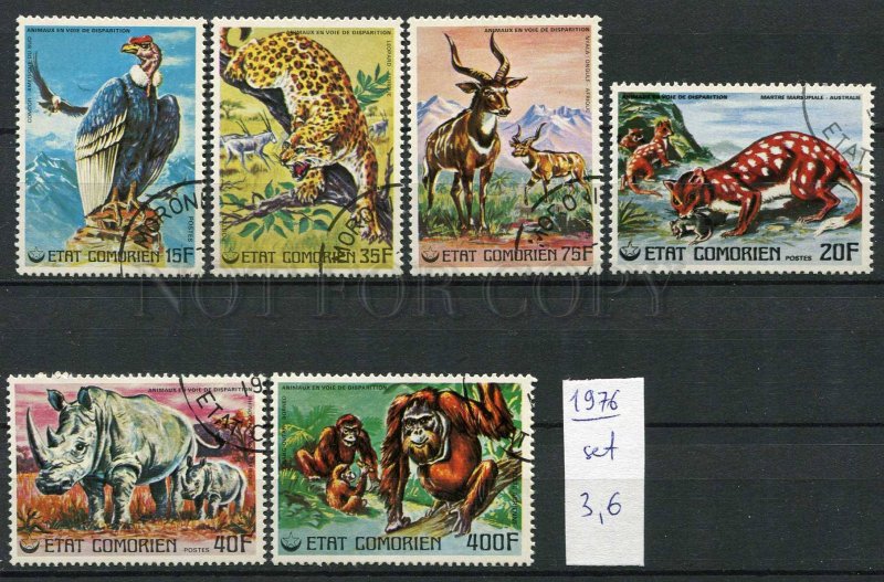 266008 Comoro Islands 1976 year used set ANIMALS rhinoceros