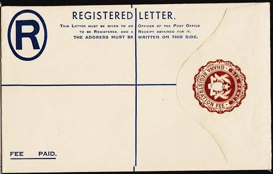 Ghana. Registered Envelope(6d) Unused