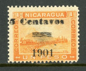 Nicaragua 1904 Momotombo 5¢ on 1 Peso Yellow Sc Unl Max 203R Mint Y917