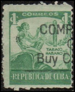 Cuba 356 - Used - 1c Ciboney Indian / Cigar (1939) (3)