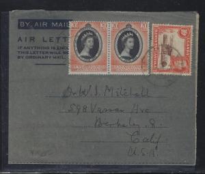 KENYA.UGANDA, TANGANYIKA (P0302B) 1953 FORMULA AEROGRAM KGVI 10C+QEII CORONATION