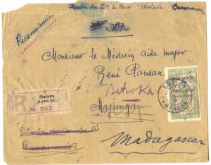 Cameroun 1919, French Occupation, Ebolowa R-Cover to Madagascar, must see