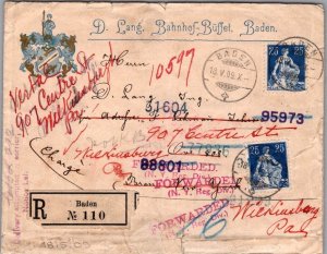 SCHALLSTAMPS SWITZERLAND 1909 POSTAL HISTORY REG ILLUSTRATED COVER FORWARDED CAN