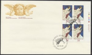 1986 #1113-15, 1116b Set of 4 Christmas FDCs, UR Plate Blocks +P12.5 Greet More