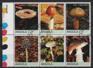 Angola 2000 Scott Unlisted block of 6 CTO - Mushrooms 