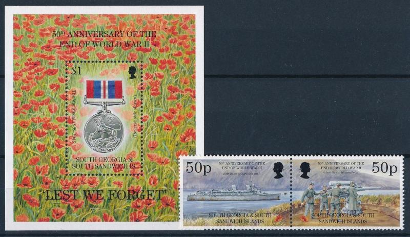 [63790] South Georgia 1995 Flora Flowers - End of WWII Stamp and Sheet MNH
