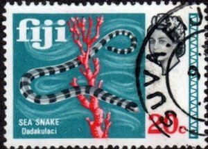 Fiji 270 - Used - 20c Ringed Sea Snake (1969) (cv $1.10)