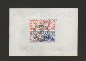 Germany Sc #B92 sheet of 4 used with Olympic cancel Fine