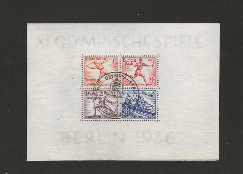 Germany Sc #B92 sheet of 4 used with Olympic cancel Fine