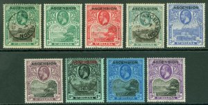 SG 1-8 Ascension 1922 set of 9. ½d to 3/-. Superb used CAT £475