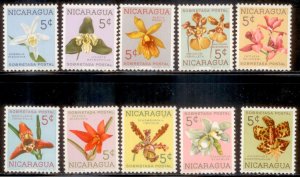 Nicaragua 1962 SC# RA66-75 Flowers MNH-OG E33