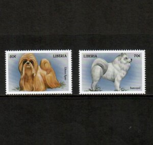 Liberia 1999 - Dogs - Set of 2 Stamps - Scott #1485-86 - MNH