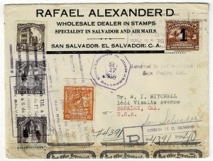 Salvador 1938 registered cover to the U.S., official seals affixed
