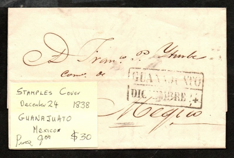 Mexico Stampless Cover 1838 - Guanajuato