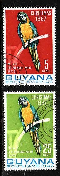 Guyana-Sc#34-5-used set-Birds-Macaw-1967-