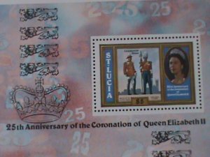 ​ST.LUCIA- SC# 442  25TH ANNIV: CORONATION OF QUEEN ELIZABETH II  MNH S/S VF