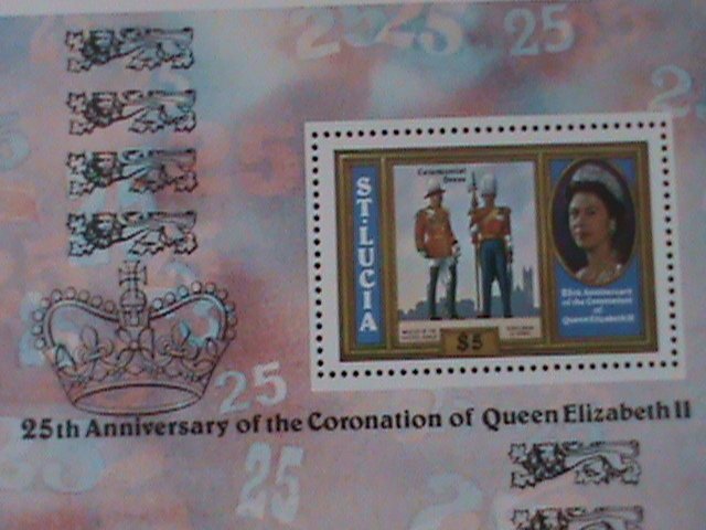 ​ST.LUCIA- SC# 442  25TH ANNIV: CORONATION OF QUEEN ELIZABETH II  MNH S/S VF