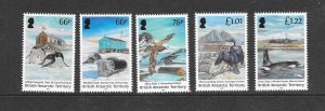 BRITISH ANTARCTIC TERRITORY #496-500 MARINE LIFE MNH