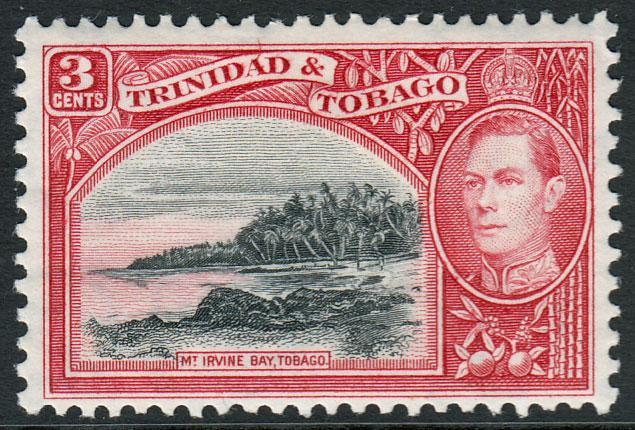 Trinidad & Tobago KGVI 1938 3c Black Scarlet SG248 Mint Hinged