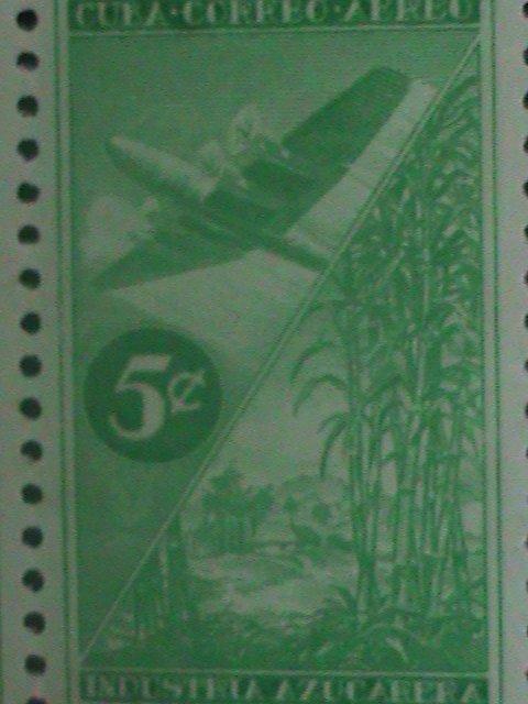 ​CUBA-1954-SC#C96-FOUR ENGINE AIRPLANE OVER CANE FIELD- MNH-PAIR VF-71 YEARS OLD