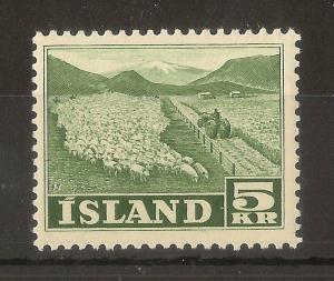 Iceland 1950 5kr Sheep SG307 MNH Cat£44